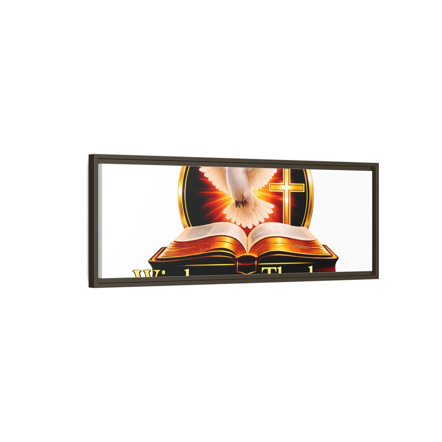 Framed Canvas Print — "Wisdom and Theology" Dove & Bible Wall Art