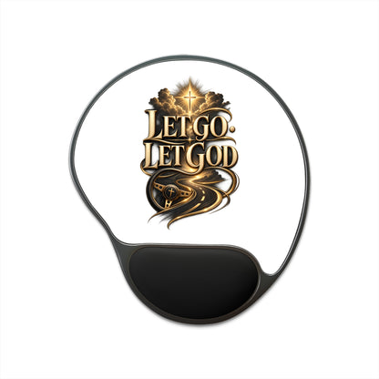 Let Go Let God Mouse Pad with Wrist Rest — Christian Inspirational Desk Accessory