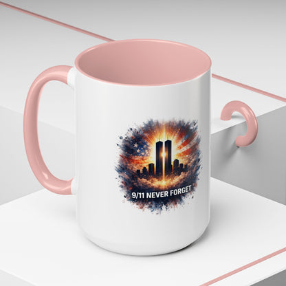 9/11 Never Forget Coffee Mug - Memorial Tribute Accent Mug (11/15oz)
