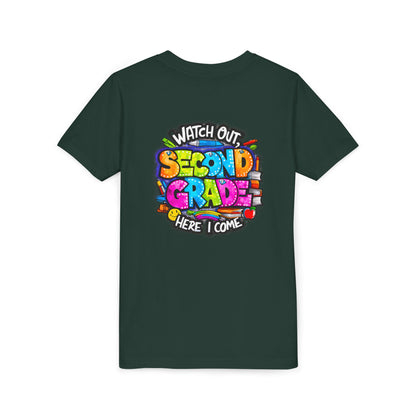 Second Grade Kids Tee - "Watch Out Second Grade Here I Come" Colorful Back-to-School Shirt