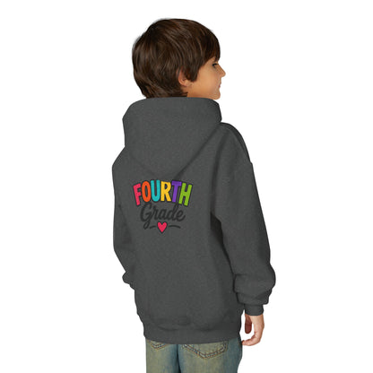 Fourth Grade Hoodie — Colorful Kids School Sweatshirt (“Fourth Grade” with Heart)