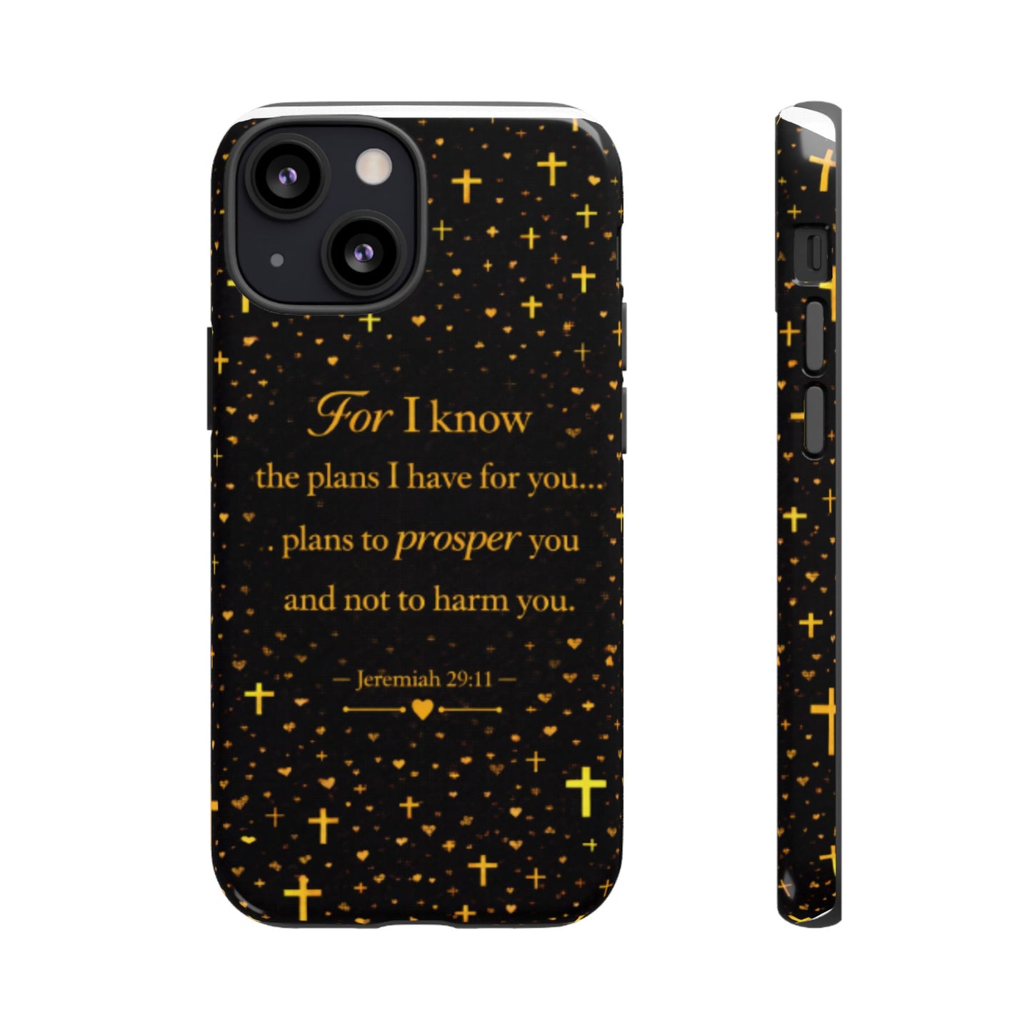 Phone Case — "For I Know" Jeremiah 29:11 Gold Cross Christian Tough Case