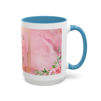 Mother’s Love Accent Coffee Mug — “A Mother's Love is the Heart of the Family” (Pink Floral, 11/15oz)