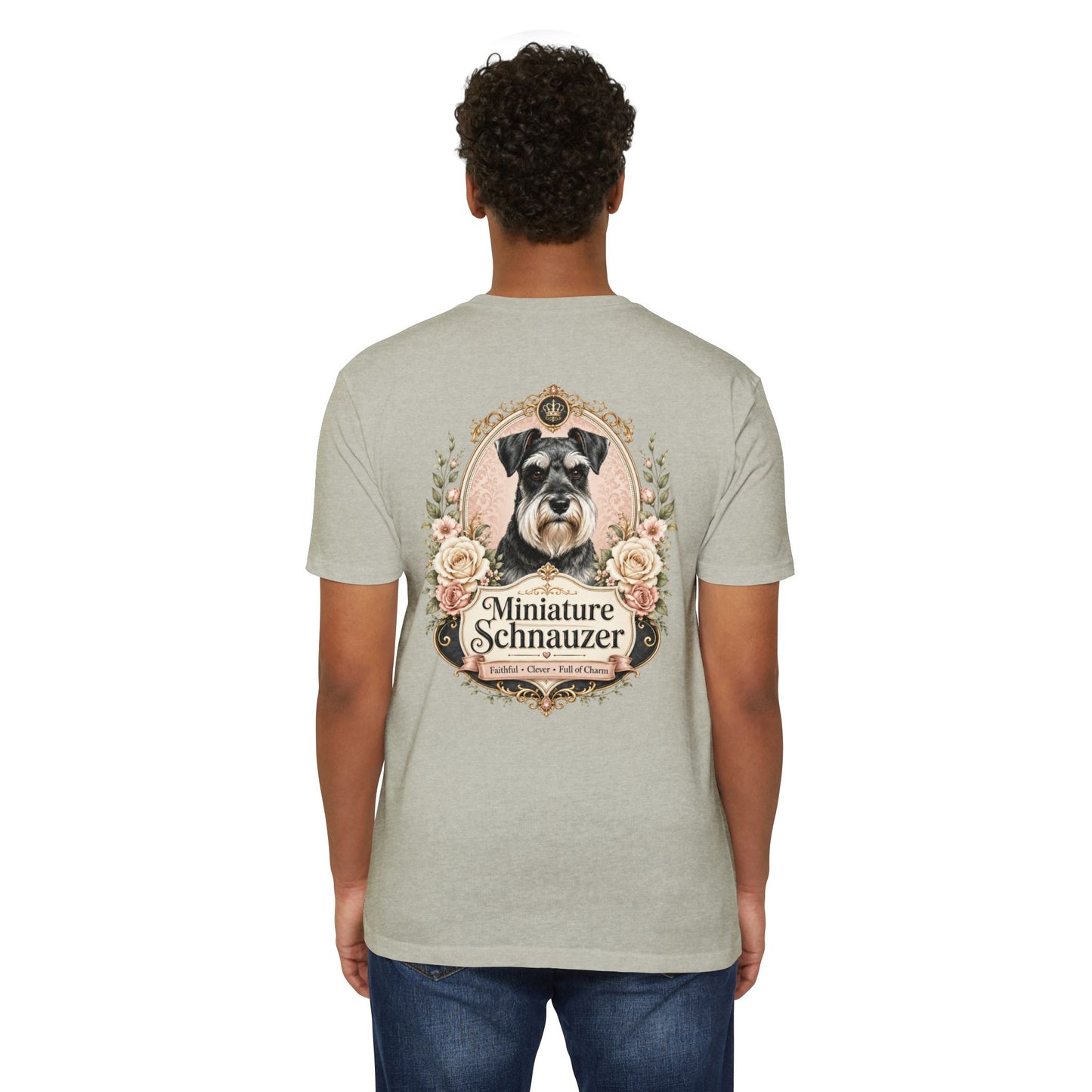 Miniature Schnauzer Floral Portrait T-Shirt