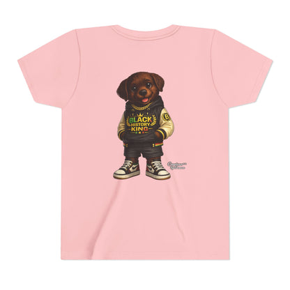 Youth Tee — 'Black History King' Puppy Graphic Shirt