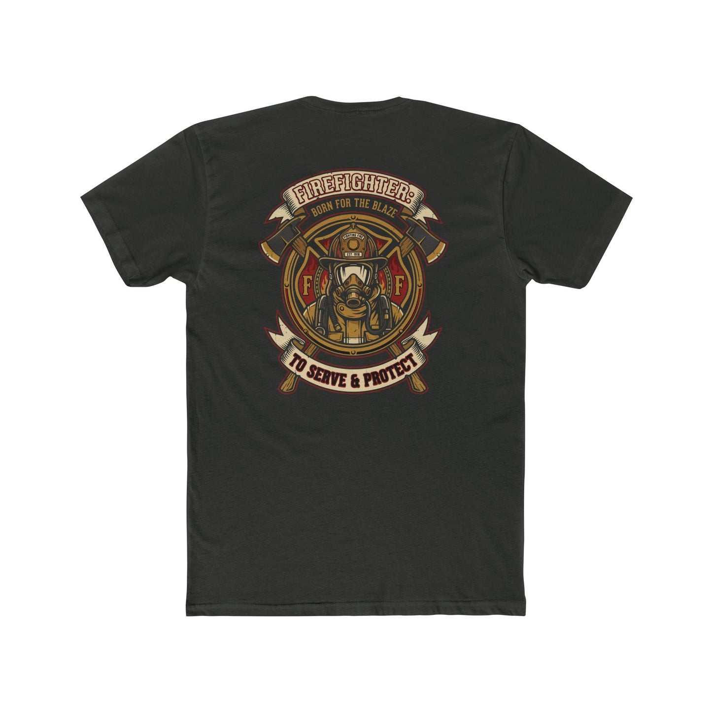 Firefighter Tribute Tee — 'To Serve & Protect' Helmet Maltese Cross Design