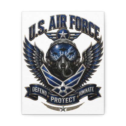 U.S. Air Force Canvas Wall Art – "Defend Protect Dominate" Military Aviation Stretched Canvas