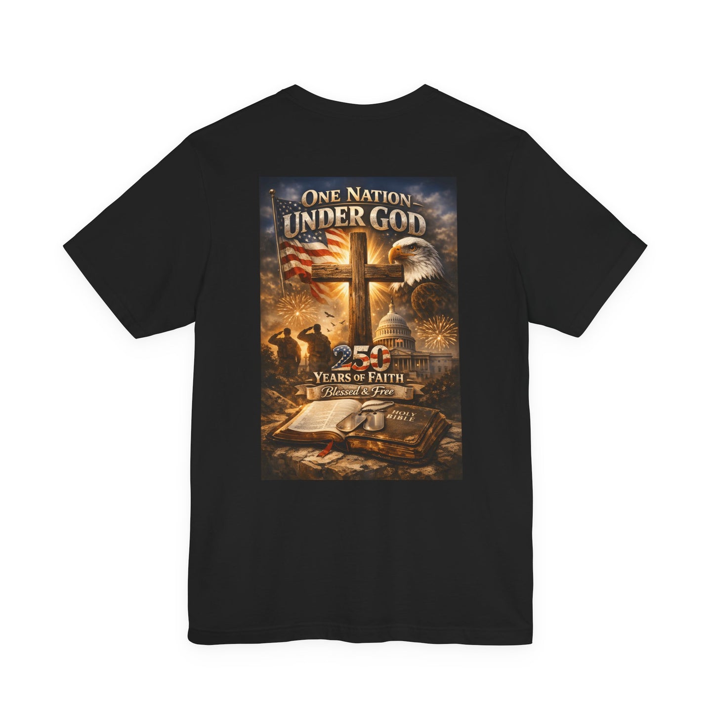 One Nation Under God T-Shirt — 250 Years of Faith Patriotic Christian Tee