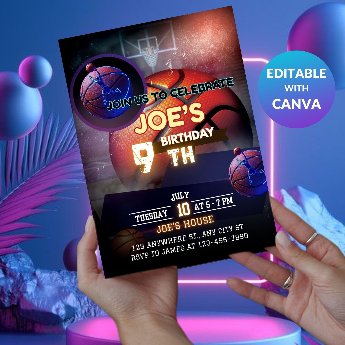 Basketball Birthday Invitation | Editable Digital Sports Party Invite Template Product Description