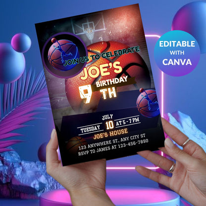 Basketball Birthday Invitation | Editable Digital Sports Party Invite Template Product Description