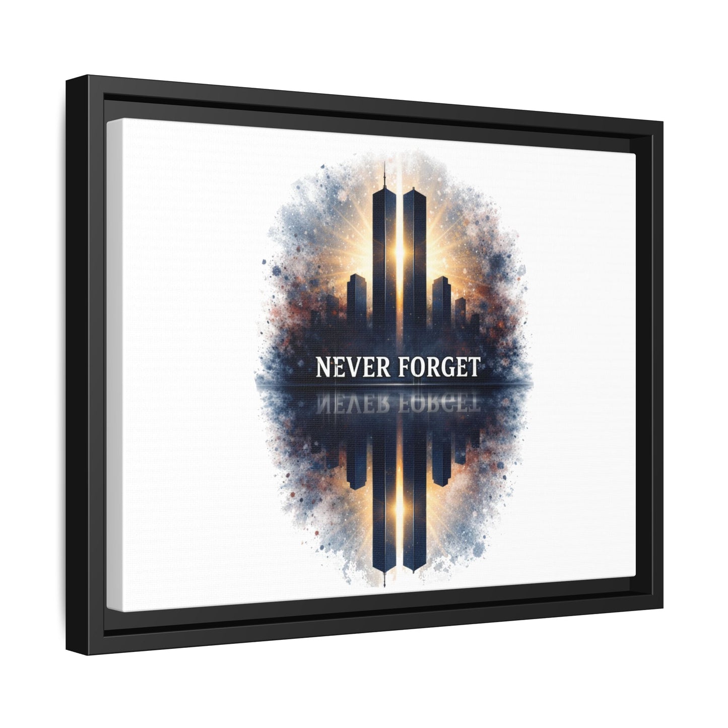 Never Forget Twin Towers Framed Canvas Print