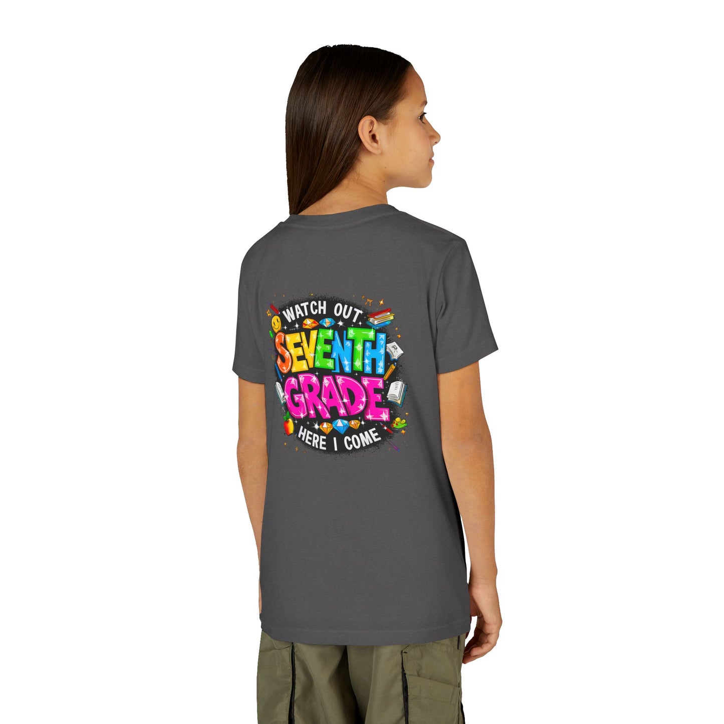 Seventh Grade Kids T-Shirt – “Watch Out Seventh Grade Here I Come” Back-to-School Tee