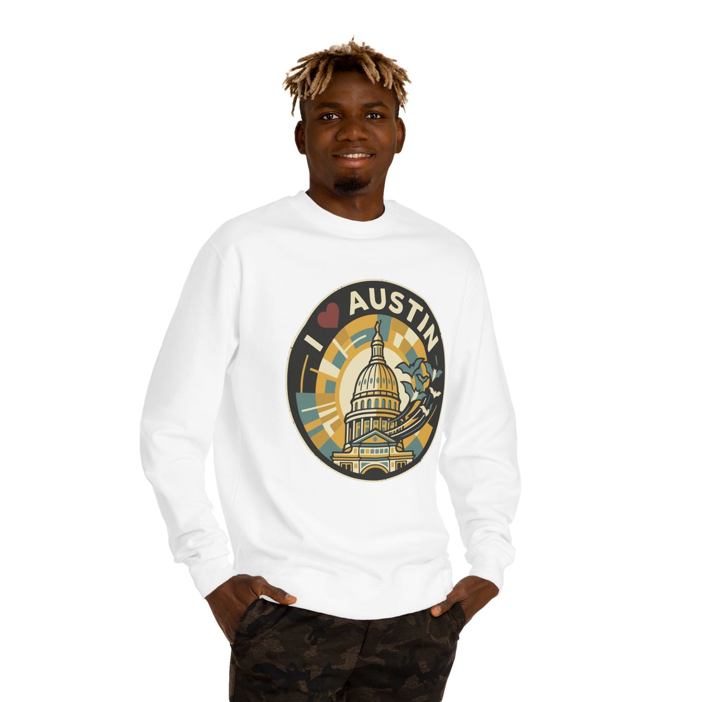 I  Austin Crewneck Sweatshirt — Austin Capitol Retro Graphic
