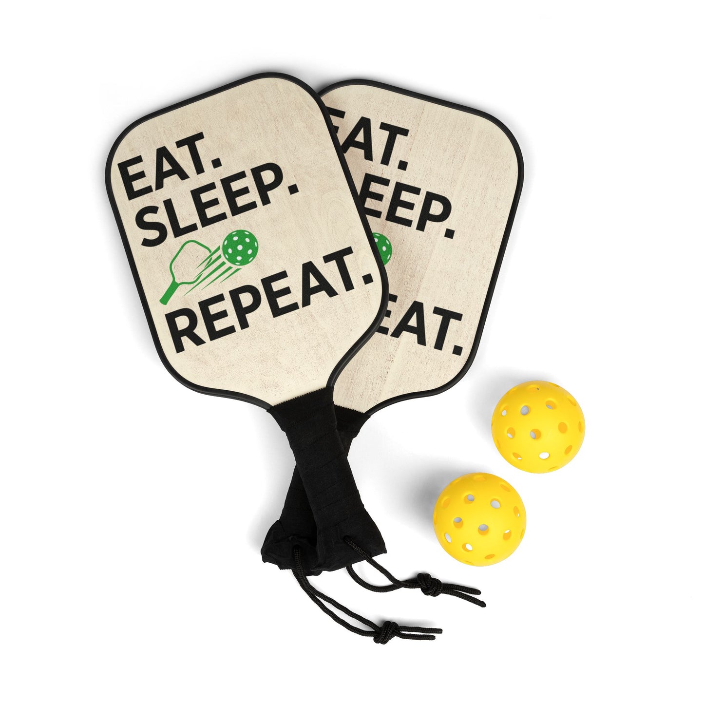 Pickleball Paddles "Eat. Sleep. Repeat." - 2-Pack Starter Kit with Balls
