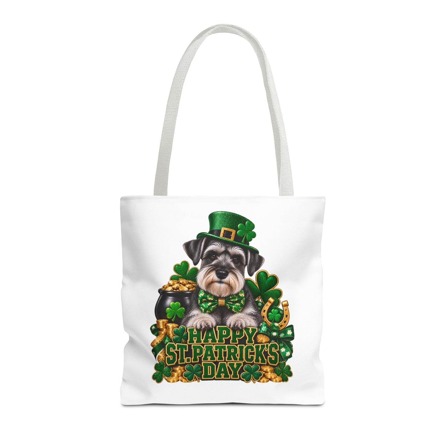 St. Patrick’s Day Schnauzer Tote Bag — Happy St. Patrick’s Day Shamrock & Gold Pot Gift