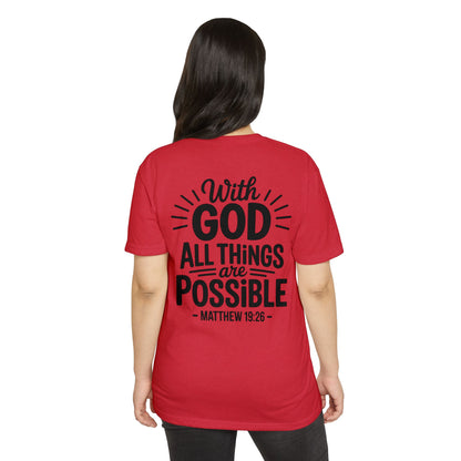 With God All Things Are Possible T-Shirt — Matthew 19:26 Christian Faith Tee