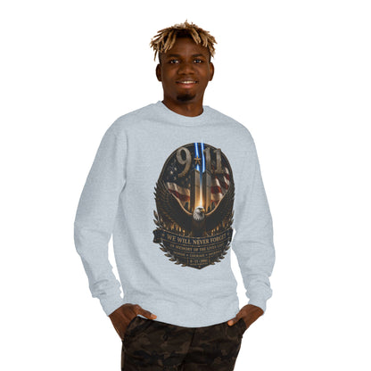 9/11 Memorial Sweatshirt — We Will Never Forget Tribute Crewneck