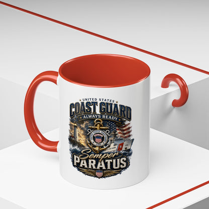 Coast Guard Semper Paratus Accent Coffee Mug – Patriotic Military Gift (11/15oz)