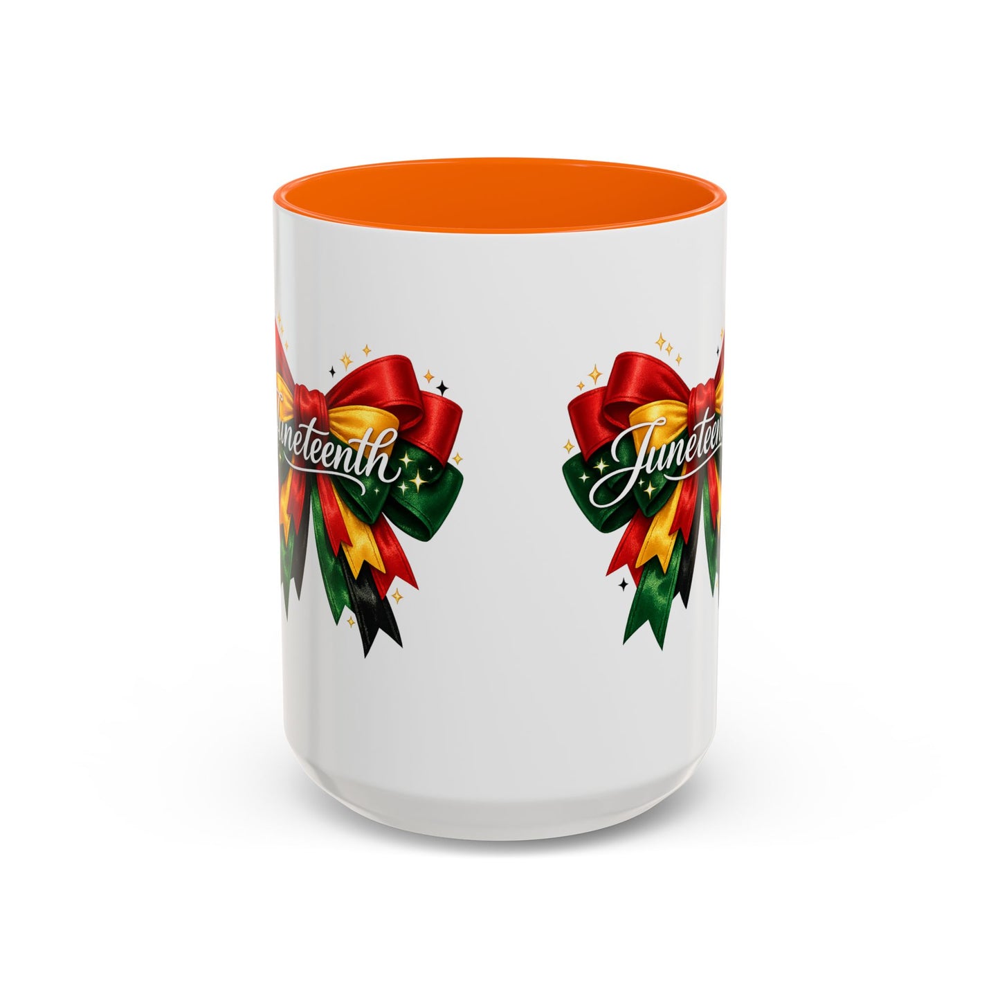 Juneteenth Ribbon Coffee Mug — Black/Red/Green Celebration Accent Mug