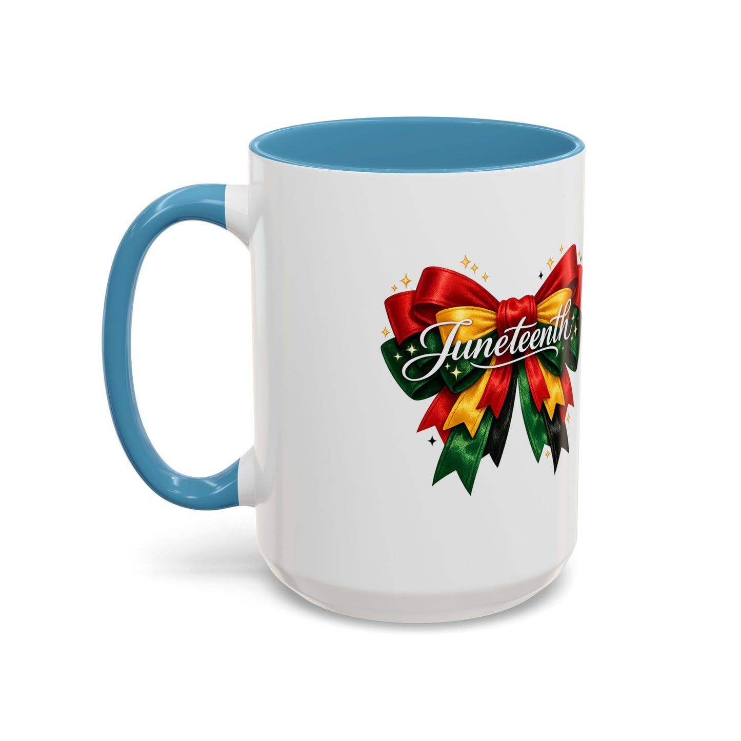 Juneteenth Ribbon Coffee Mug — Black/Red/Green Celebration Accent Mug