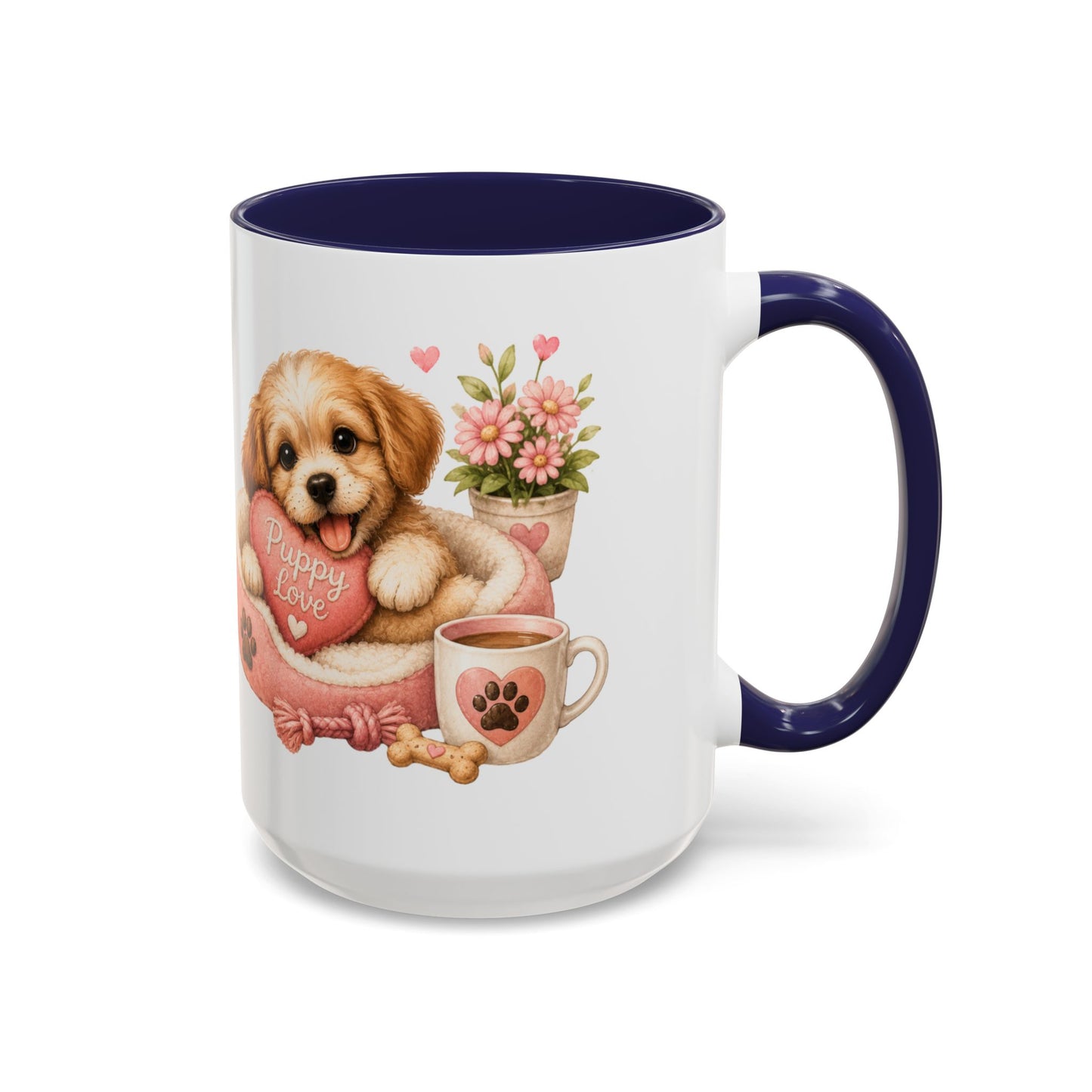 Puppy Love Coffee Mug — Cute Dog Heart Accent Mug (11/15oz)