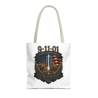 9·11 Memorial Tote Bag — We Will Never Forget Tribute Tote