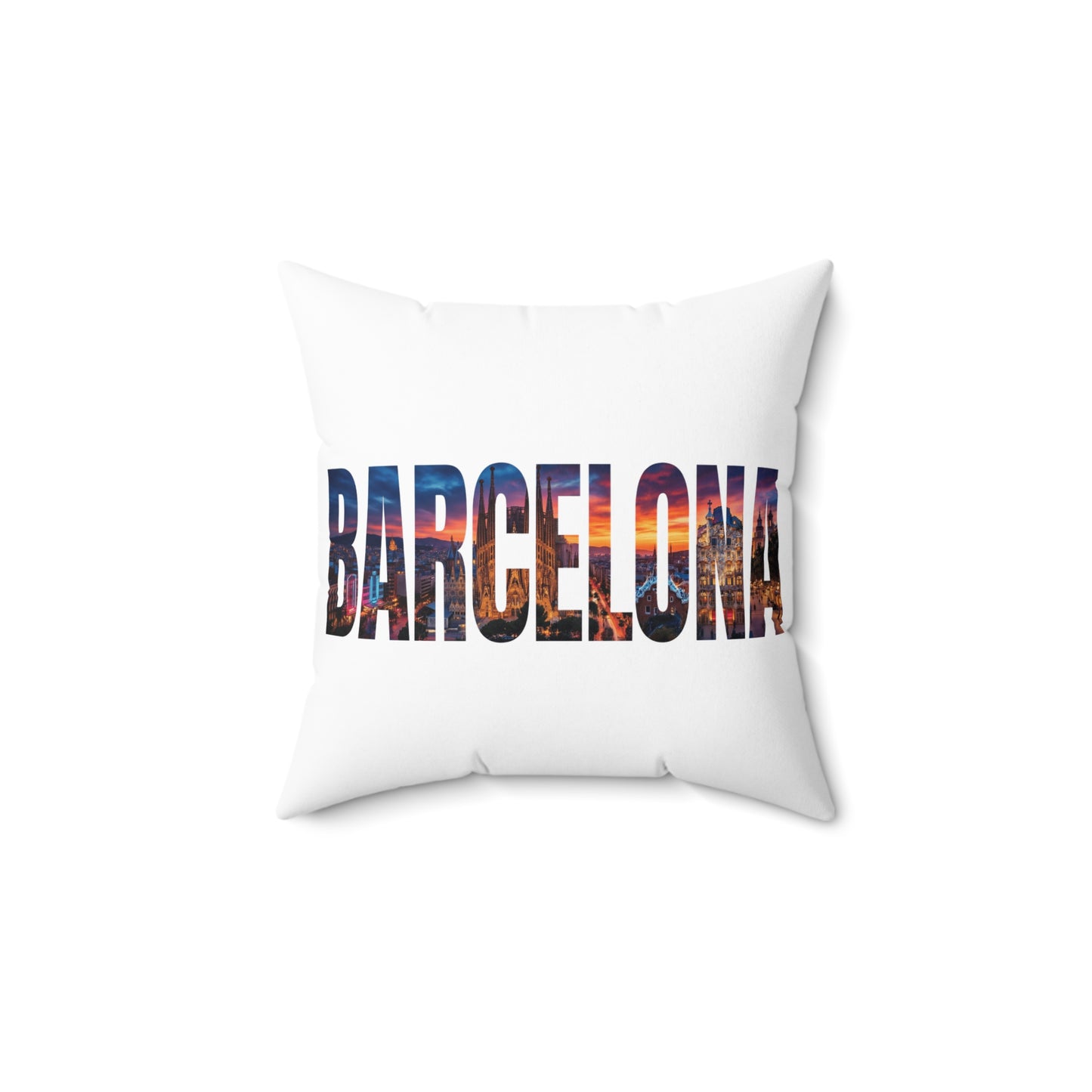 Barcelona Cityscape Throw Pillow — Travel Souvenir Decorative Pillow