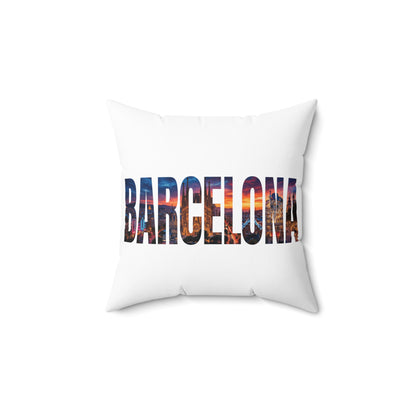Barcelona Cityscape Throw Pillow — Travel Souvenir Decorative Pillow