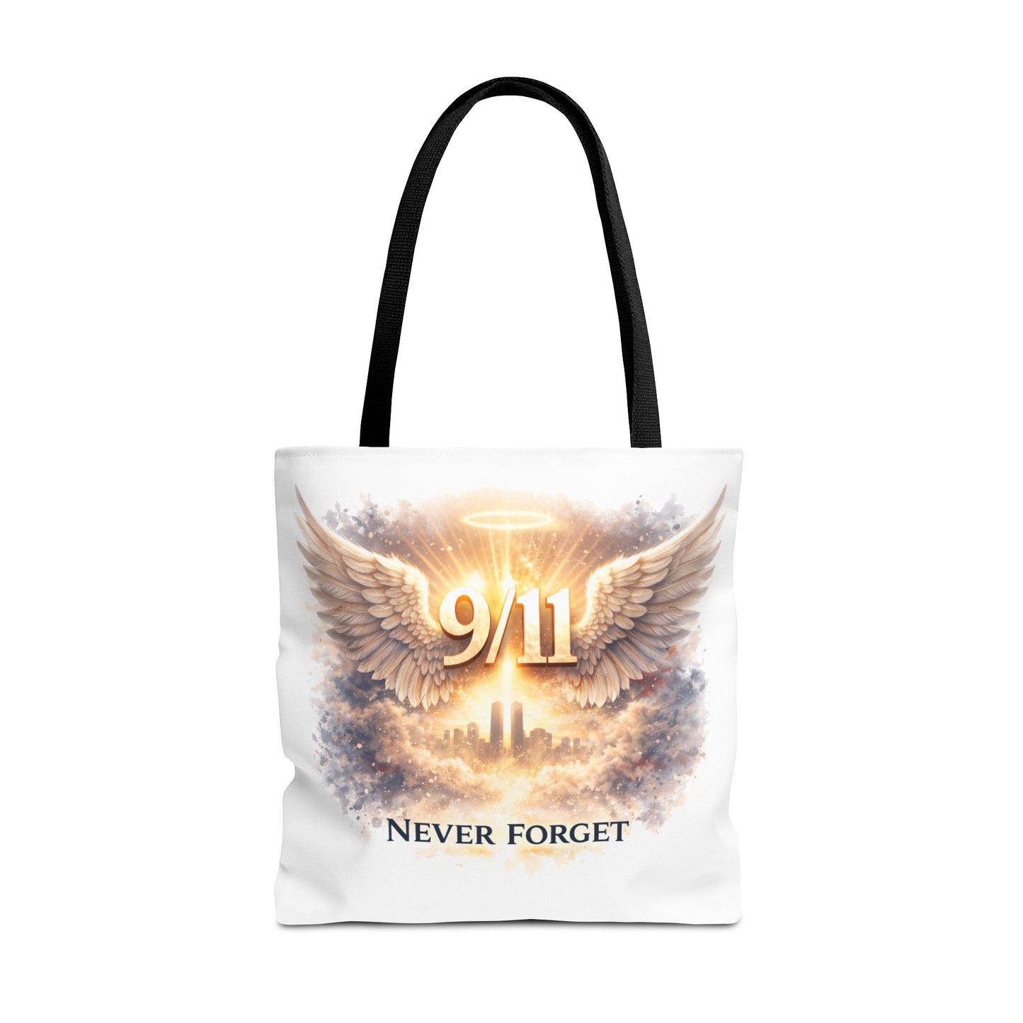 9/11 Memorial Tote Bag – 'Never Forget' Angel Wings Tribute
