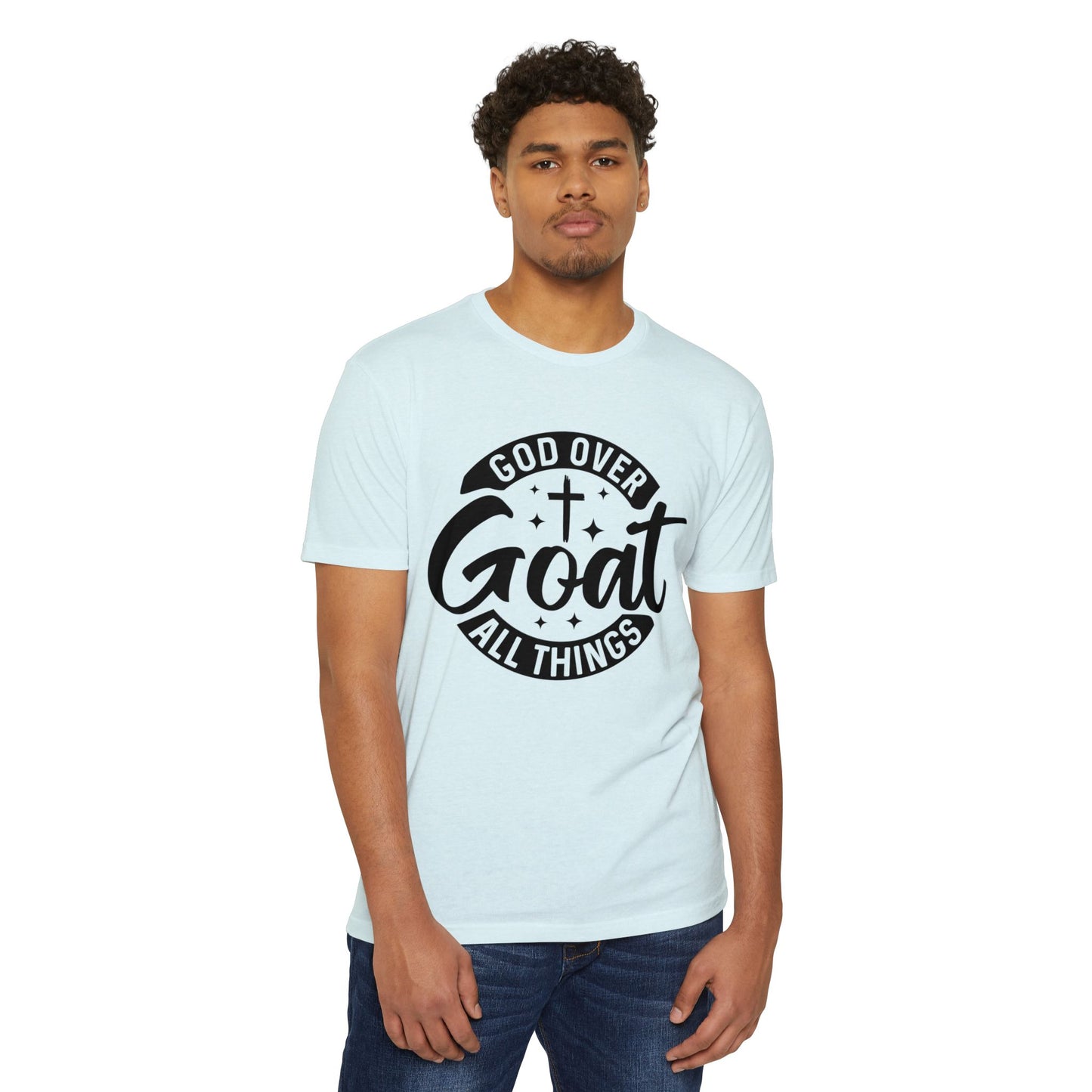 God Over Goat Christian T-Shirt — Faith-Based "God Over All Things" Graphic Tee