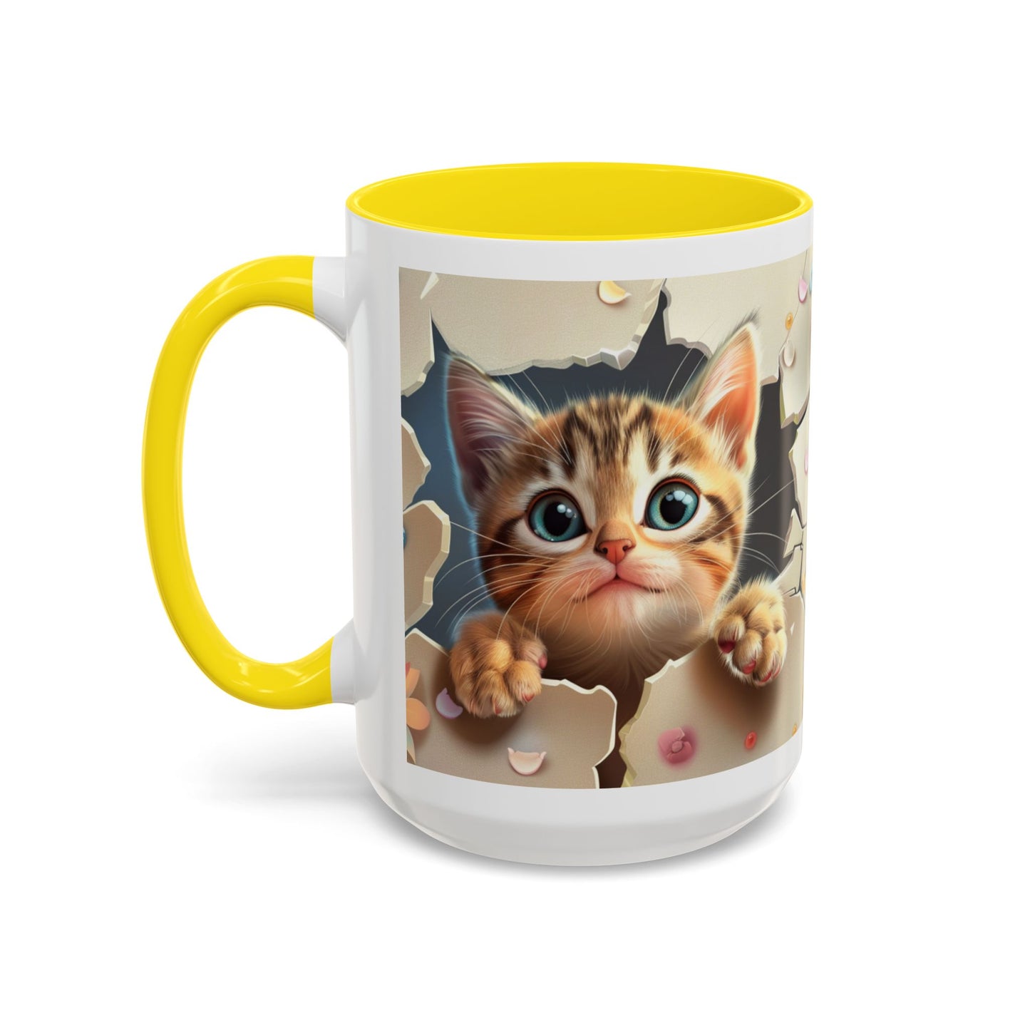 Cute Peekaboo Kitten Accent Coffee Mug — Cat Lover Gift (11/15oz)