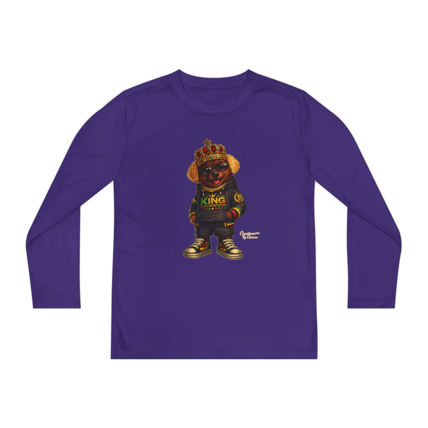 Youth Long Sleeve Tee — 'King' Bear Graphic