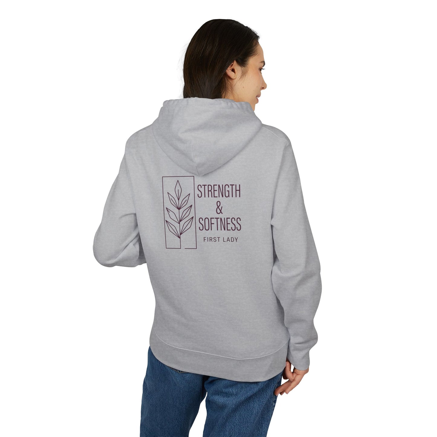 Strength & Softness Hoodie — Minimal Floral Graphic Pullover ("Strength & Softness")