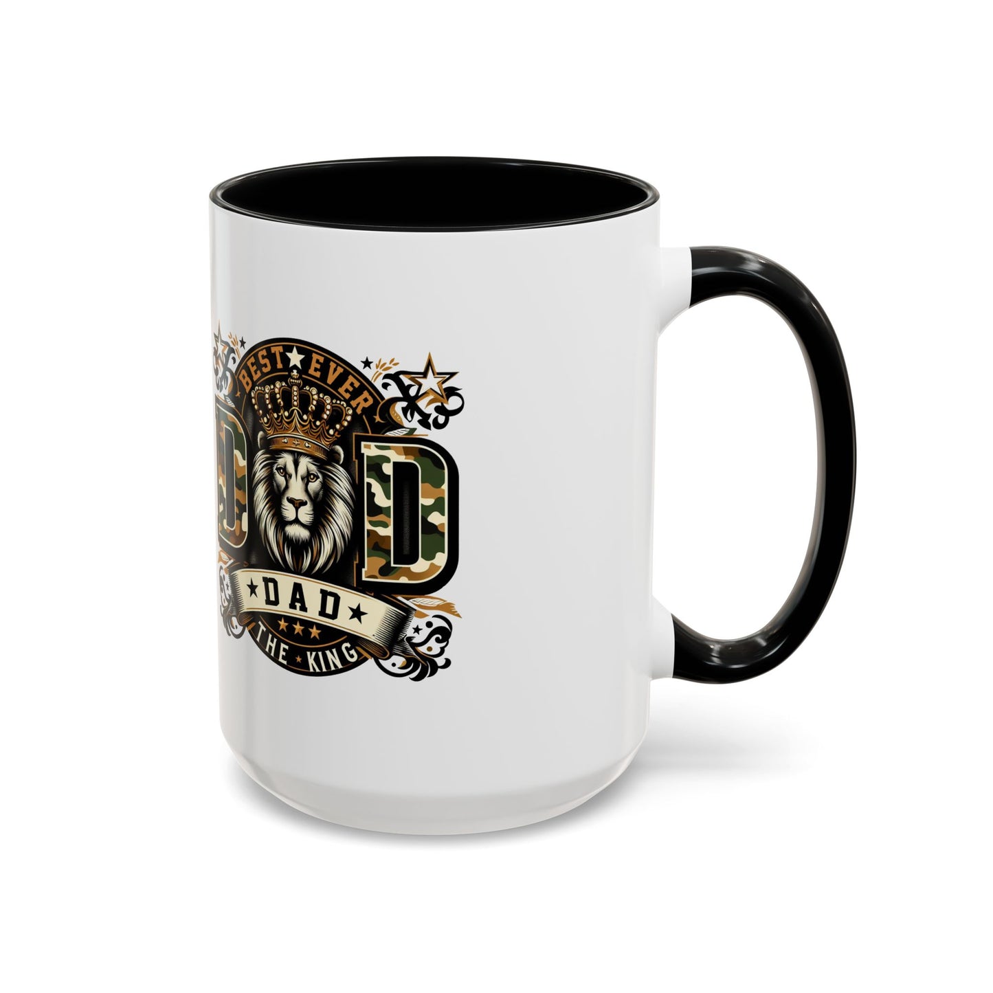 Dad Coffee Mug — "Best Ever Dad" Lion Crest Accent Mug (11/15oz)
