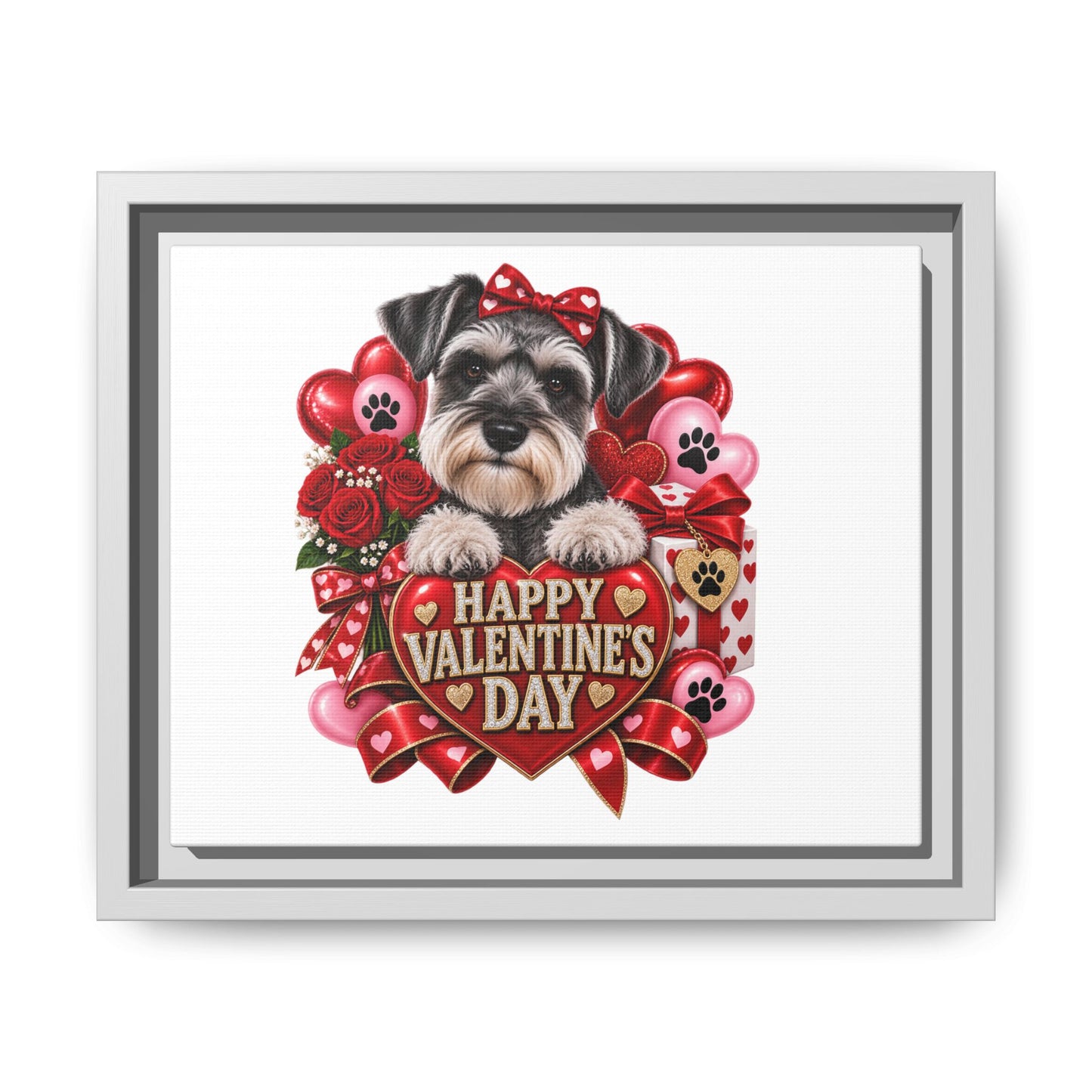Valentine’s Day Schnauzer Framed Canvas