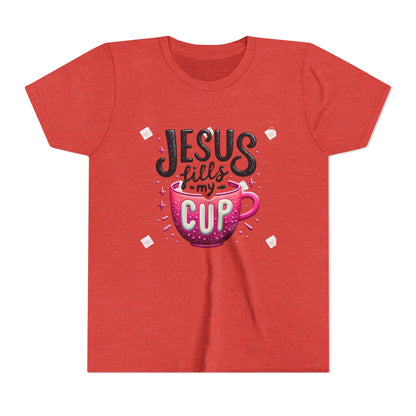 Jesus Fills My Cup Youth Tee — Christian Faith Kids Shirt