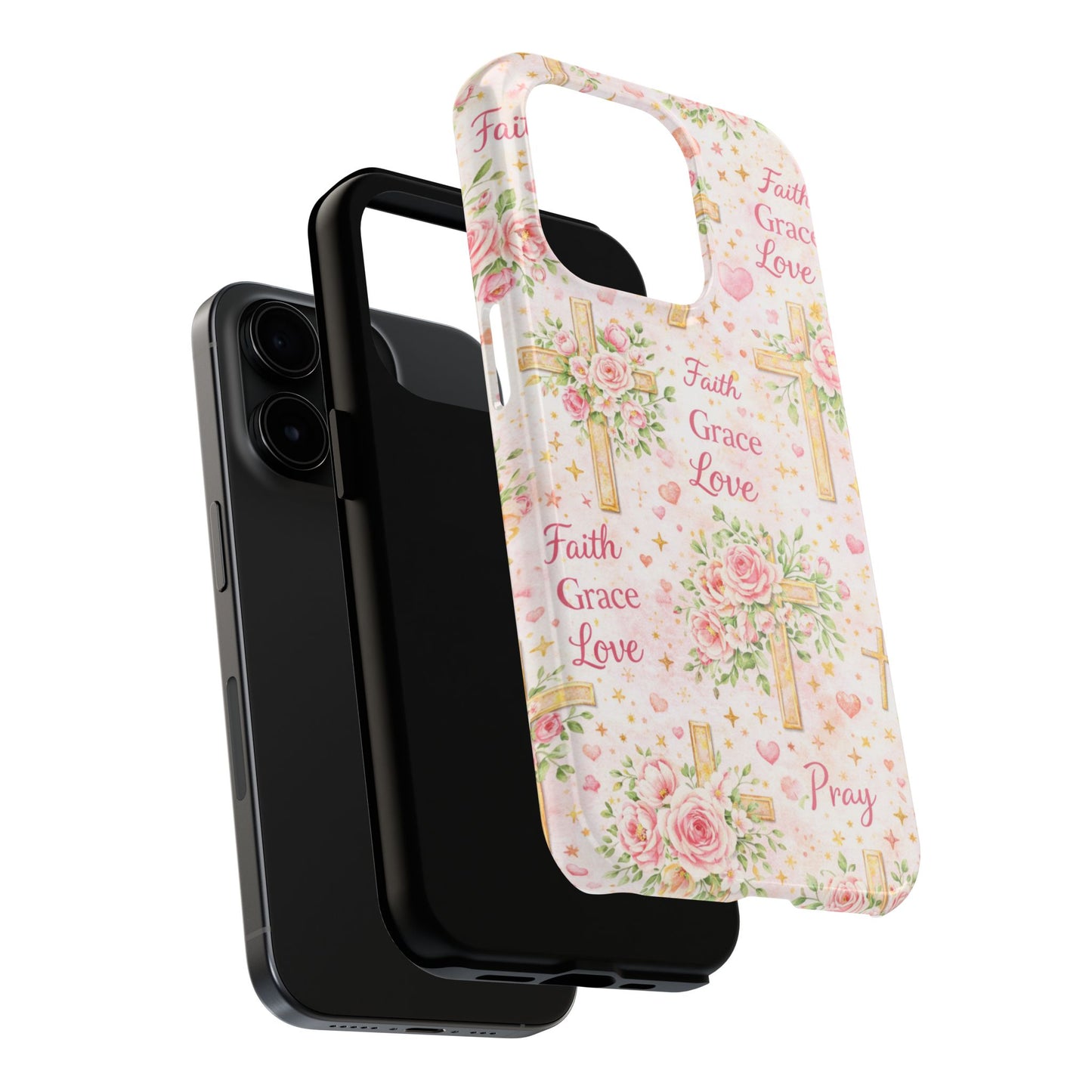 Faith Grace Love Cross Phone Case | Christian Floral iPhone Case