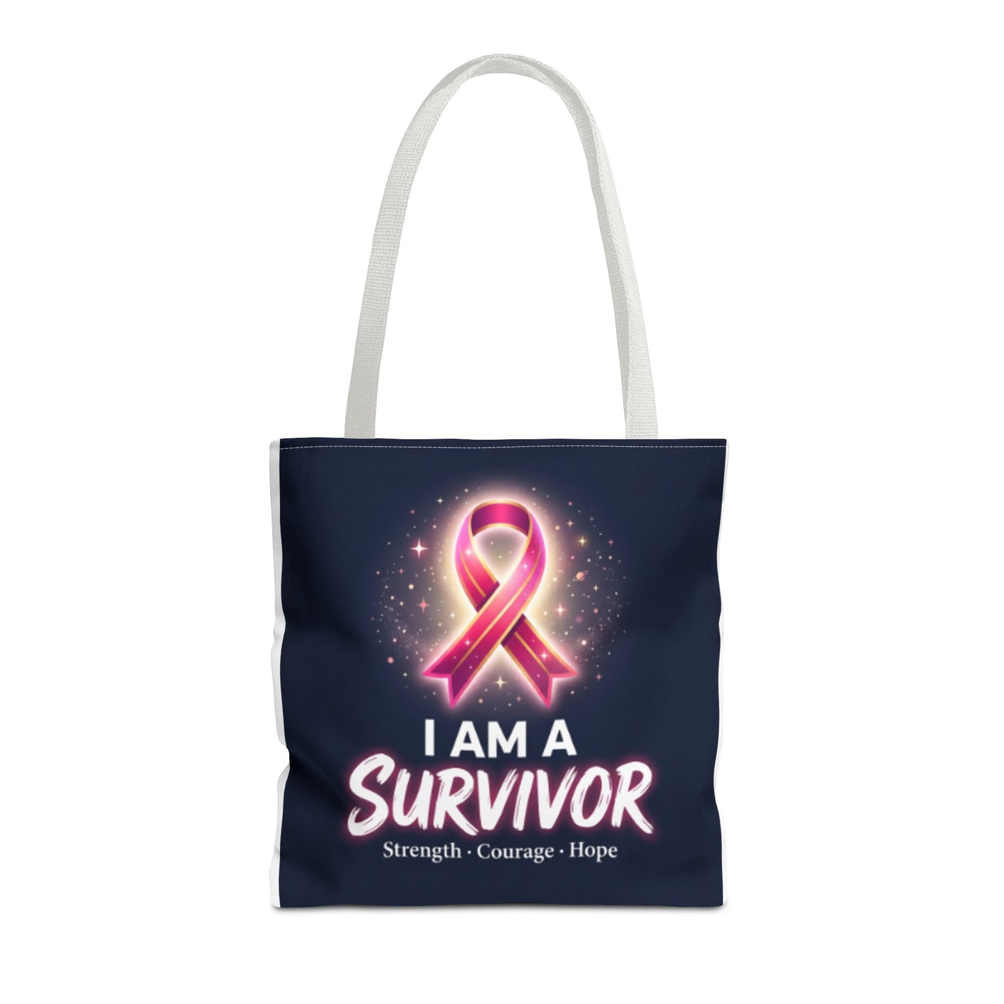Survivor Ribbon Tote Bag — "I Am A Survivor" Breast Cancer Awareness Tote