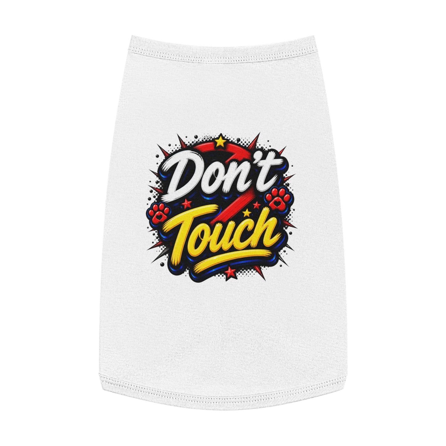 Pet Tank Top - "Don't Touch" Graphic Dog/Cat Shirt with Bold Paw Print Design