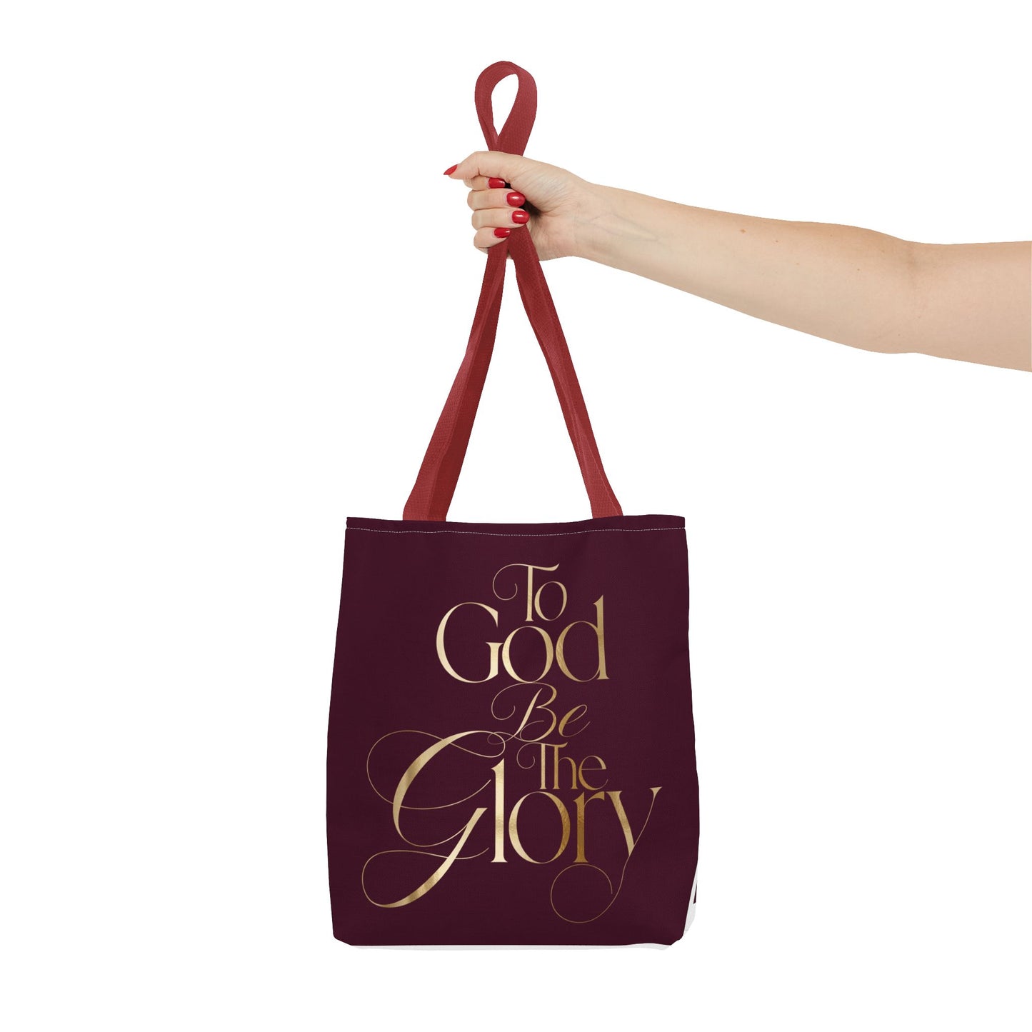 To God Be The Glory Burgundy Tote Bag — Inspirational Christian Scripture Tote