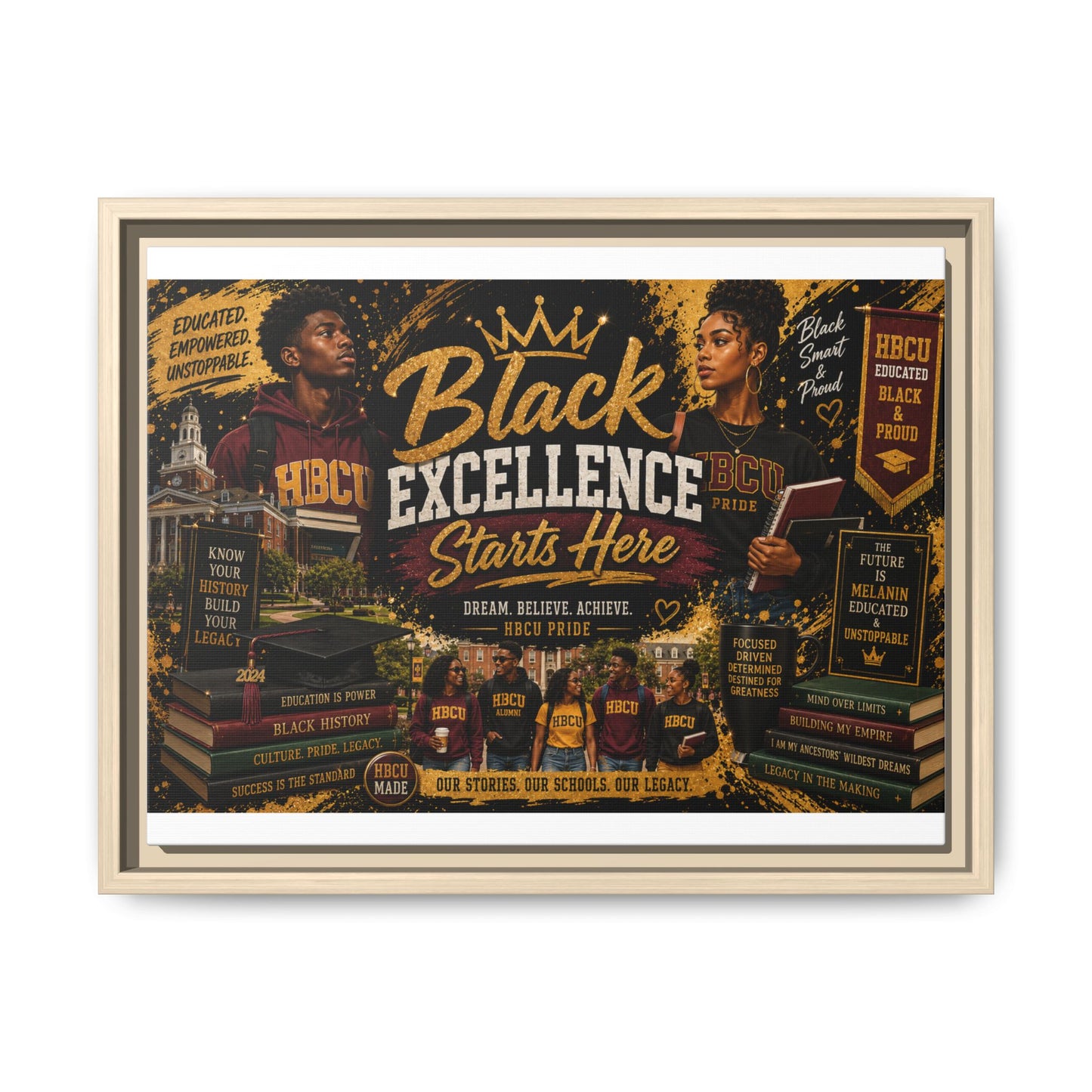 Black Excellence Starts Here Framed Canvas