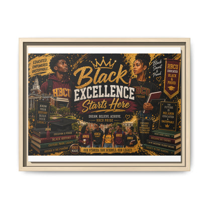 Black Excellence Starts Here Framed Canvas