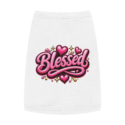 Blessed Pet Tank Top — Pink Heart Graphic Dog Shirt