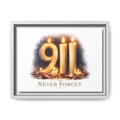 9/11 Never Forget Framed Canvas Print