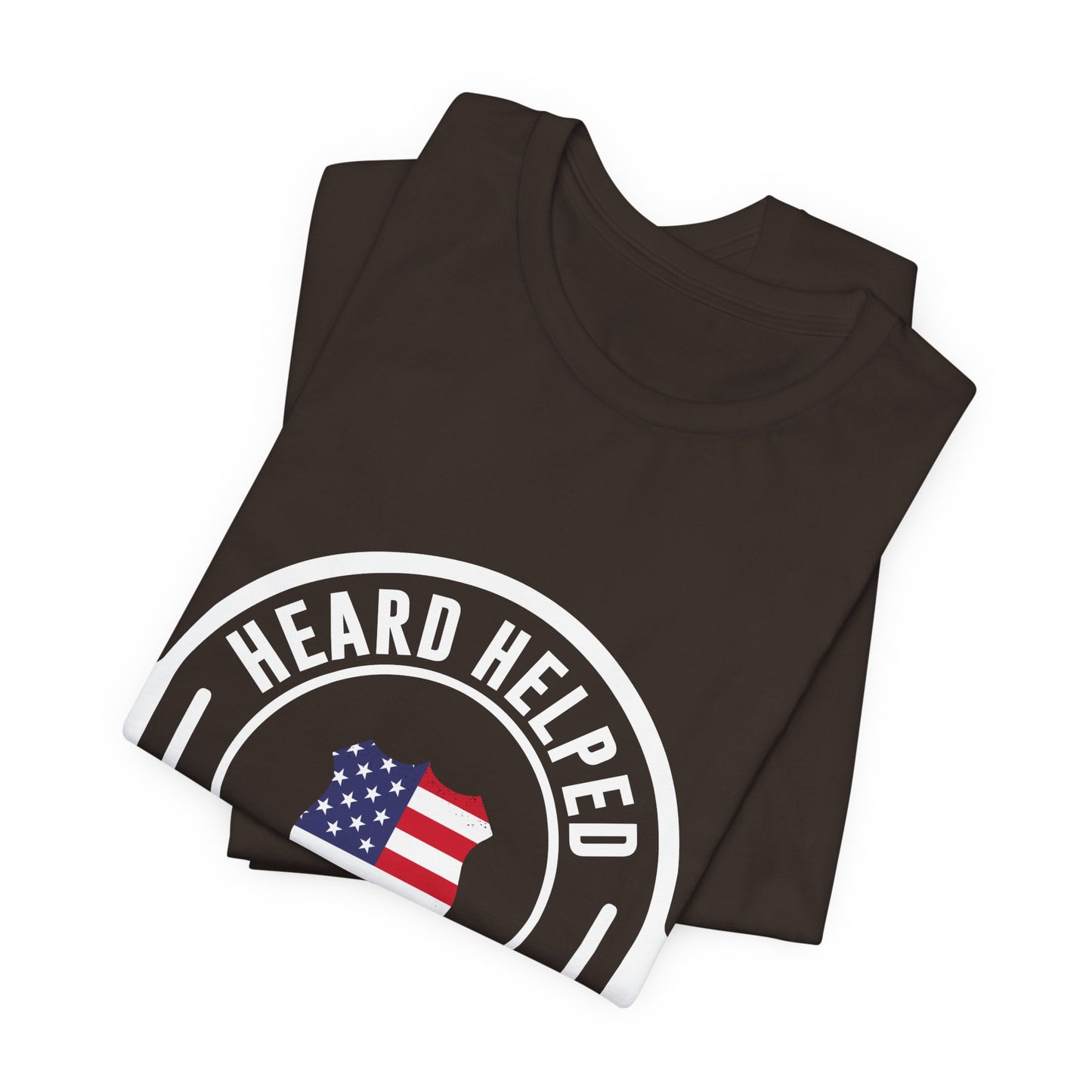 Headset Logo T-Shirt — "Heard Helped Saved" American Flag Design