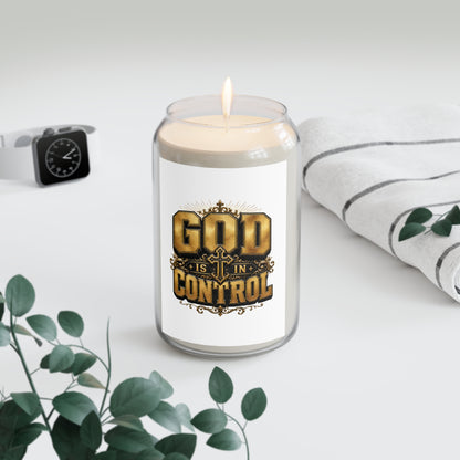 God Is In Control Scented Soy Candle — 13.75 oz Inspirational Faith Candle