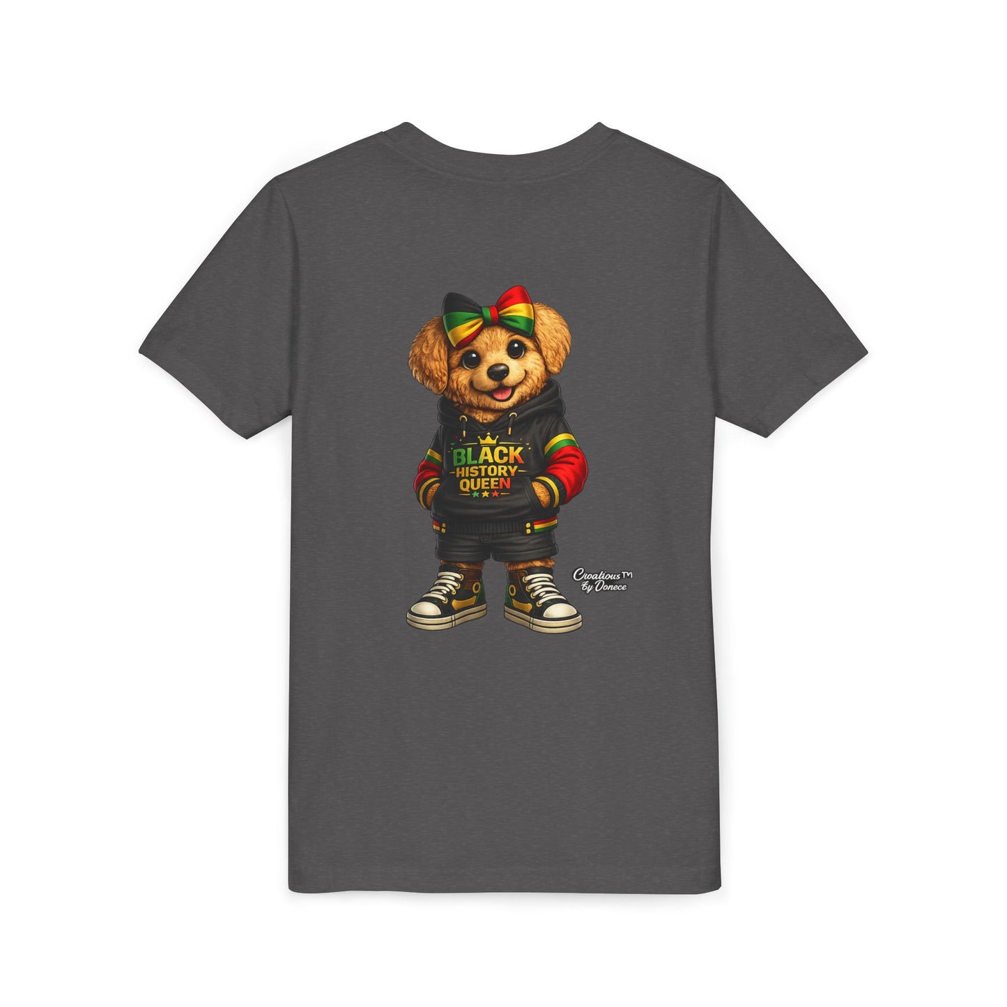 Youth Tee — Black History Queen Bear Graphic T-Shirt