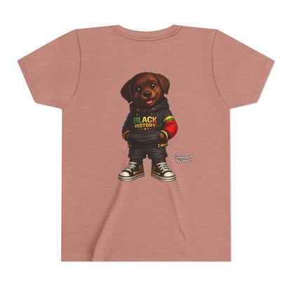 Youth Tee — Cute Puppy 'Black History' Graphic Shirt