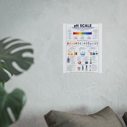 pH Scale Educational Poster - Chemistry Fine Art Poster for Classroom & Home
