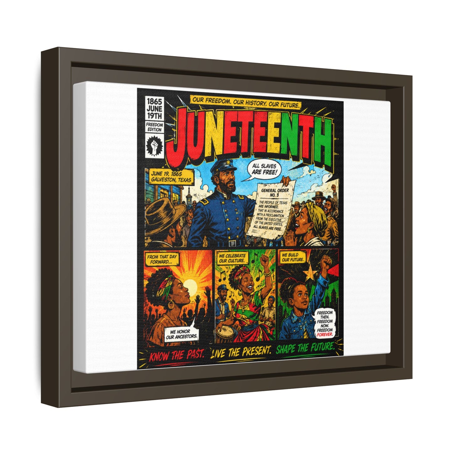 Juneteenth Comic Art Canvas - Framed Matte Wall Decor